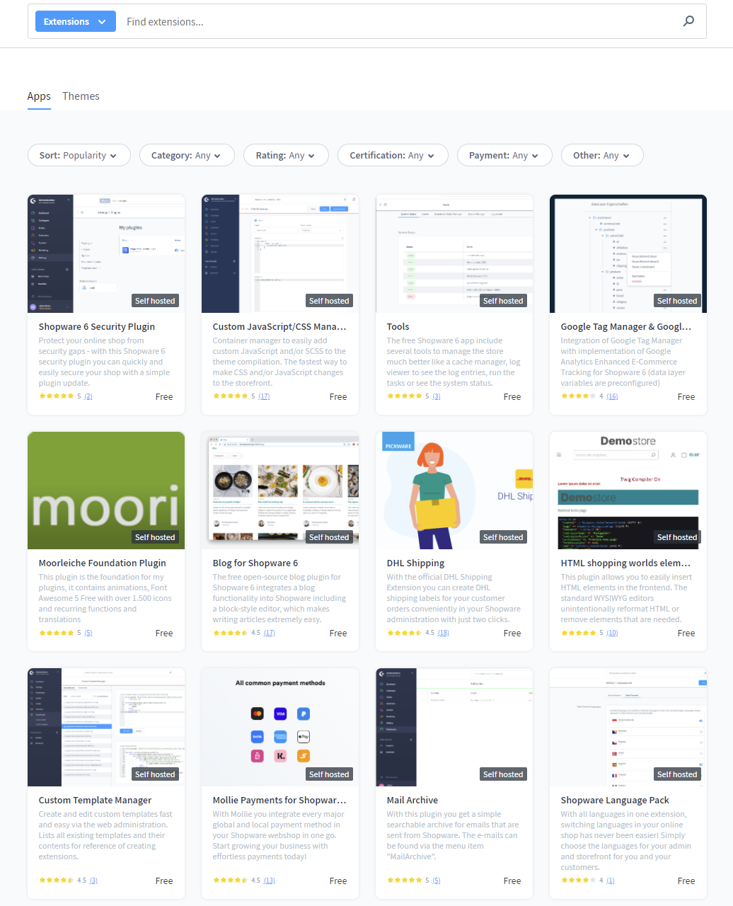 Funkcja Shopware Store Shopware Store