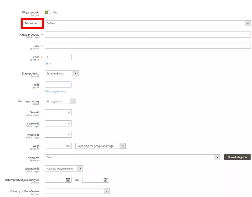 Jak dodać cechy produktu w sklepie Magento? Dodawanie cech produktów w sklepie Magento